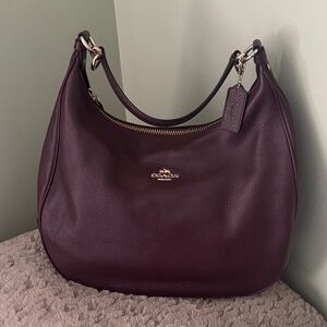 Coach Dark Purple Leather Hobo Bag
